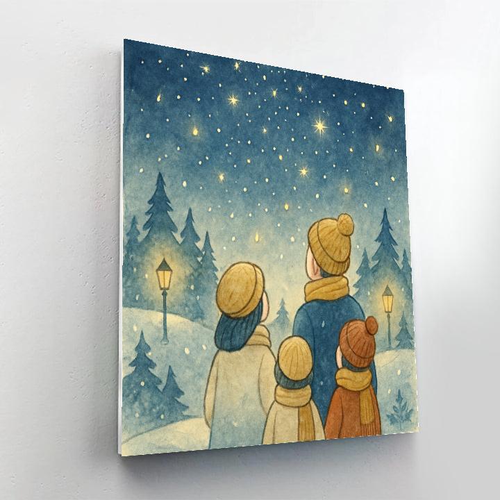 Holiday Star Gazing On Snowy Hill paint by numbers