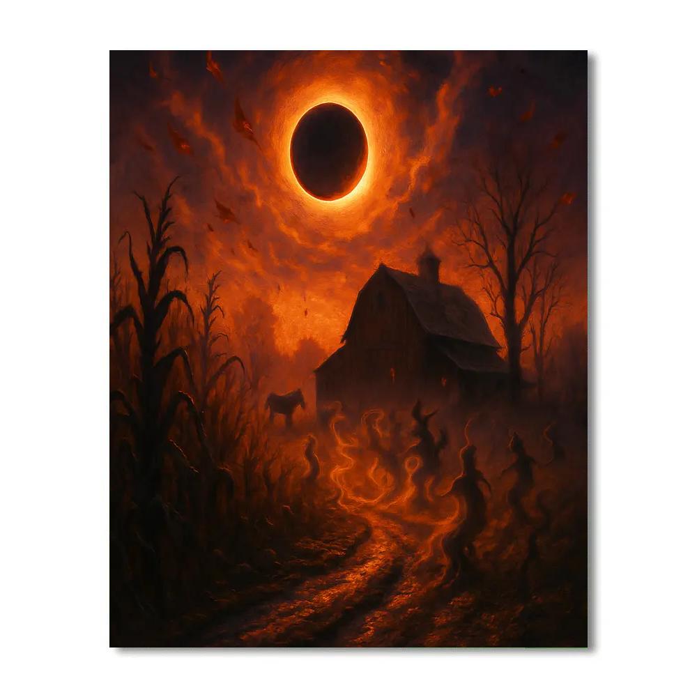 Eclipse Over Hollow Farm painting number kit