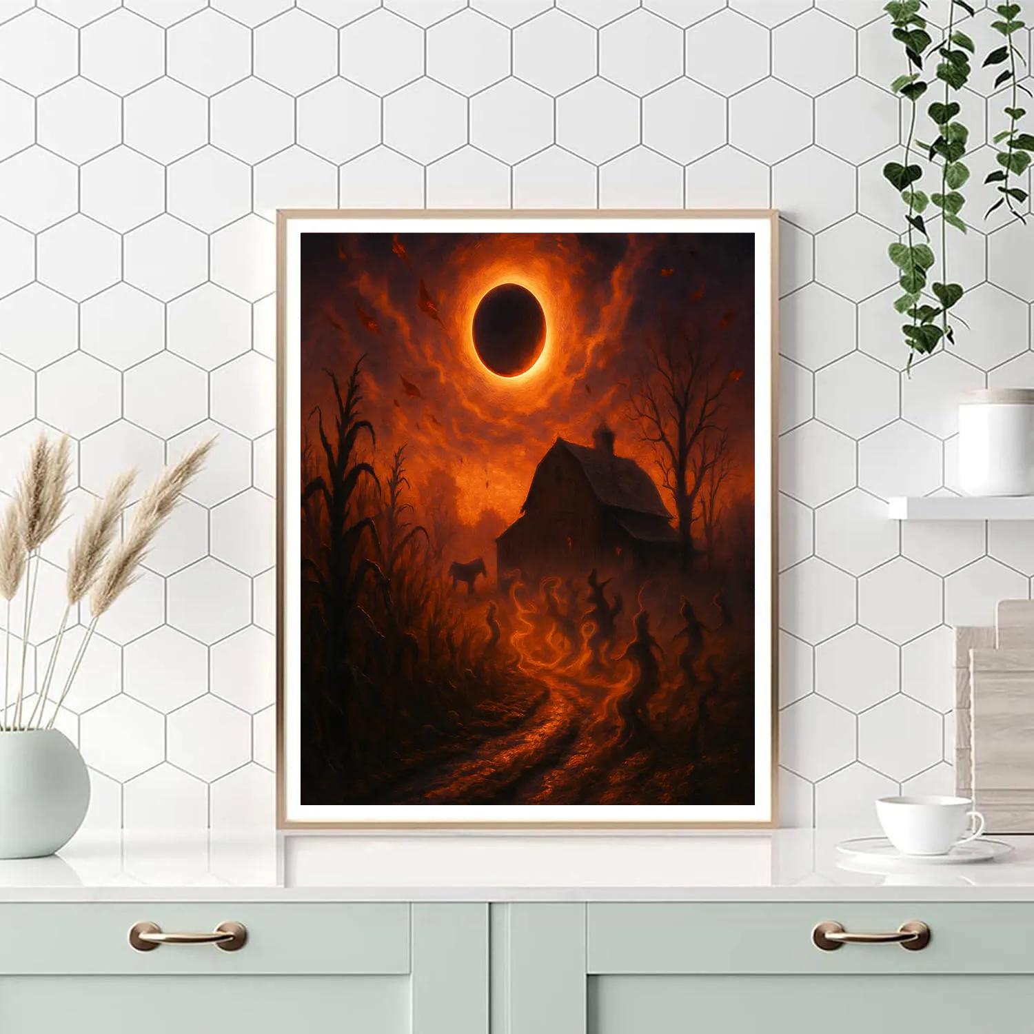 Eclipse Over Hollow Farm painting number kit