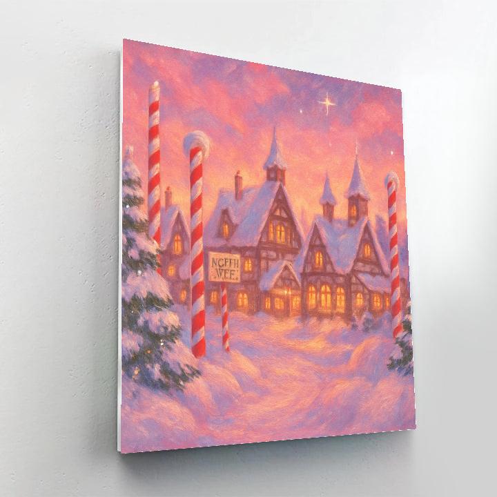Magical North Pole Village At Sunset paint by color