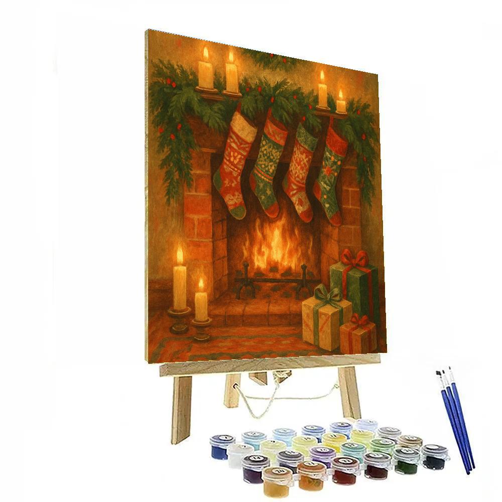 Cozy Fireplace With Stockings Hung paint by color
