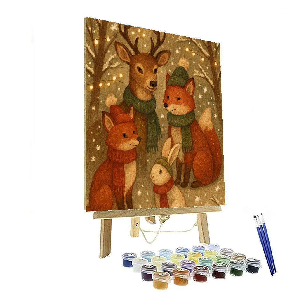 Festive Hats On Woodland Animals Paint by numbers art