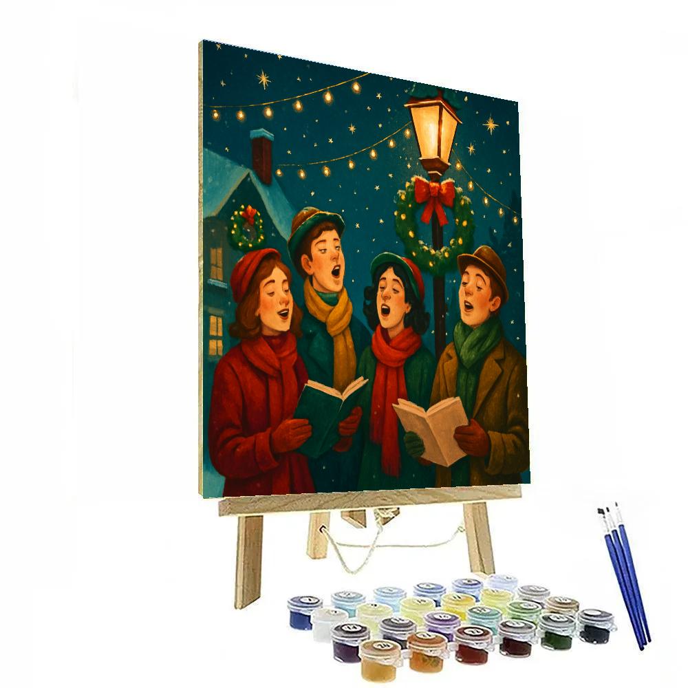 Cheerful Carolers In Festive Attire painting number kit