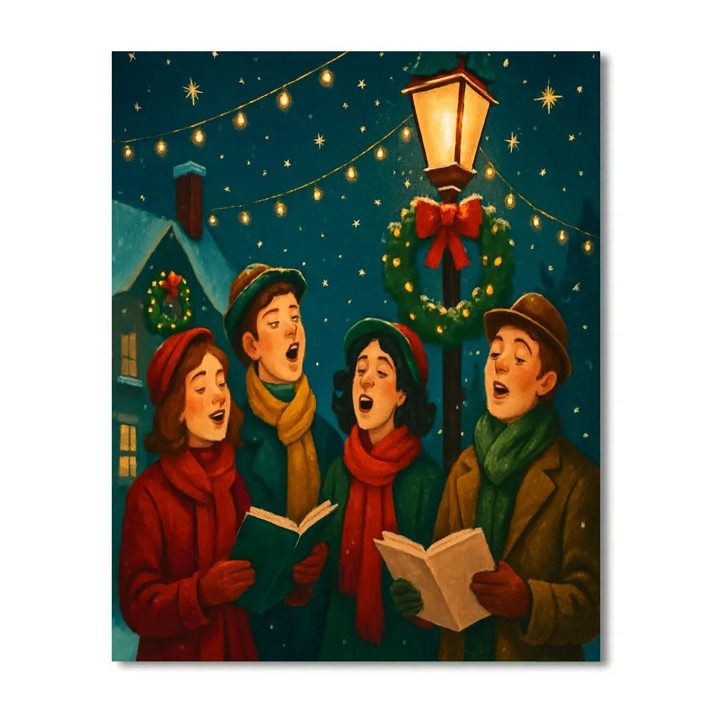 Cheerful Carolers In Festive Attire painting number kit