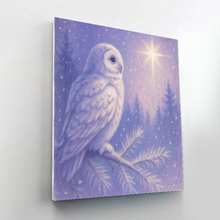 Winter Owl Watching Christmas Star Painting by numbers kit