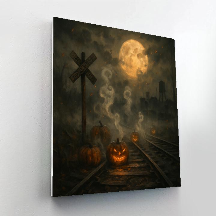 The Hollow Train Crossing Number painting