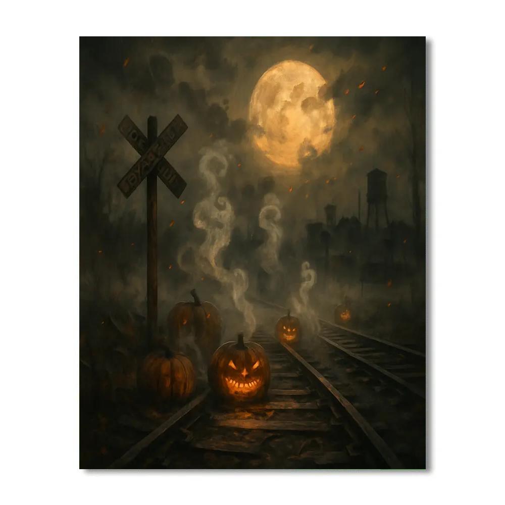 The Hollow Train Crossing Number painting