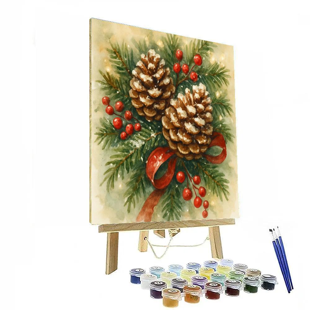 Frosty Pine Cones And Holiday Garland paint by numbers
