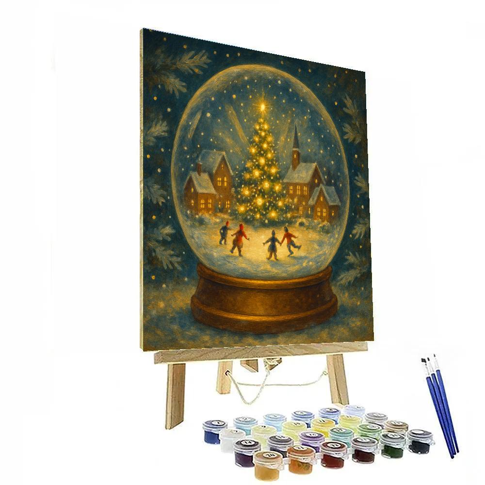 Magic Snow Globe With Winter Village Painting by numbers kit