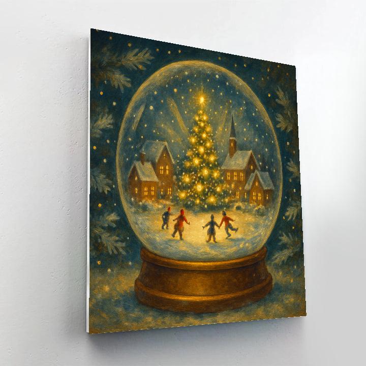 Magic Snow Globe With Winter Village Painting by numbers kit