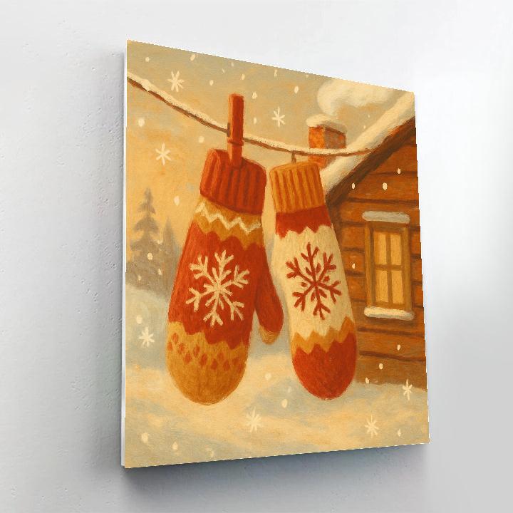 Warm Woolen Mittens Hanging To Dry Paint by numbers art