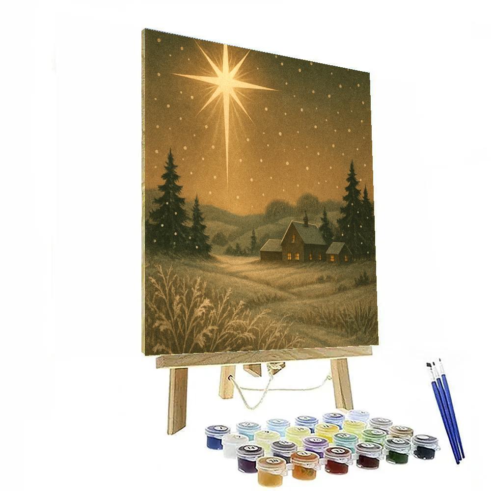 Christmas Star Shining Over Frosty Fields painting number kit