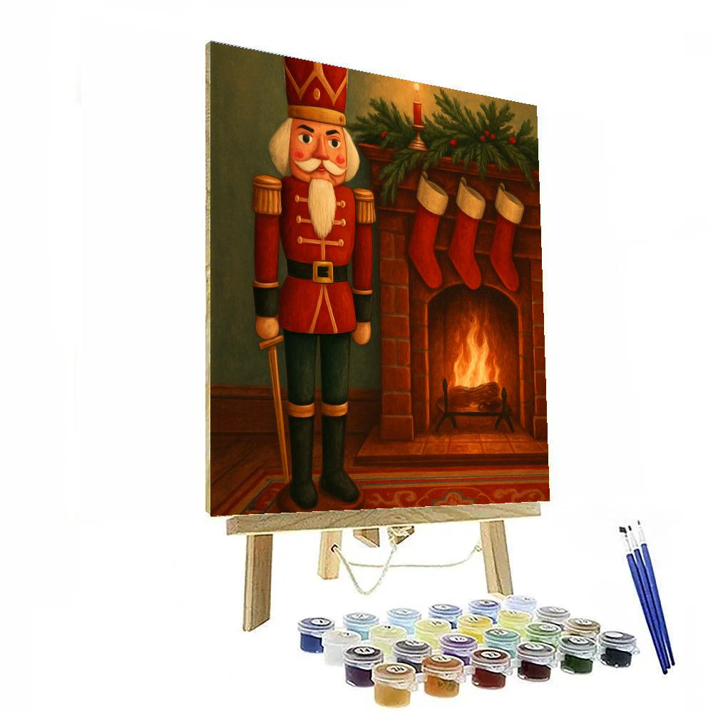 Nutcracker Soldier Guarding Holiday Hearth Paint by numbers kits