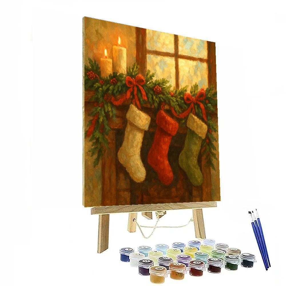 Christmas Morning Fireplace Stockings Paint by numbers kits