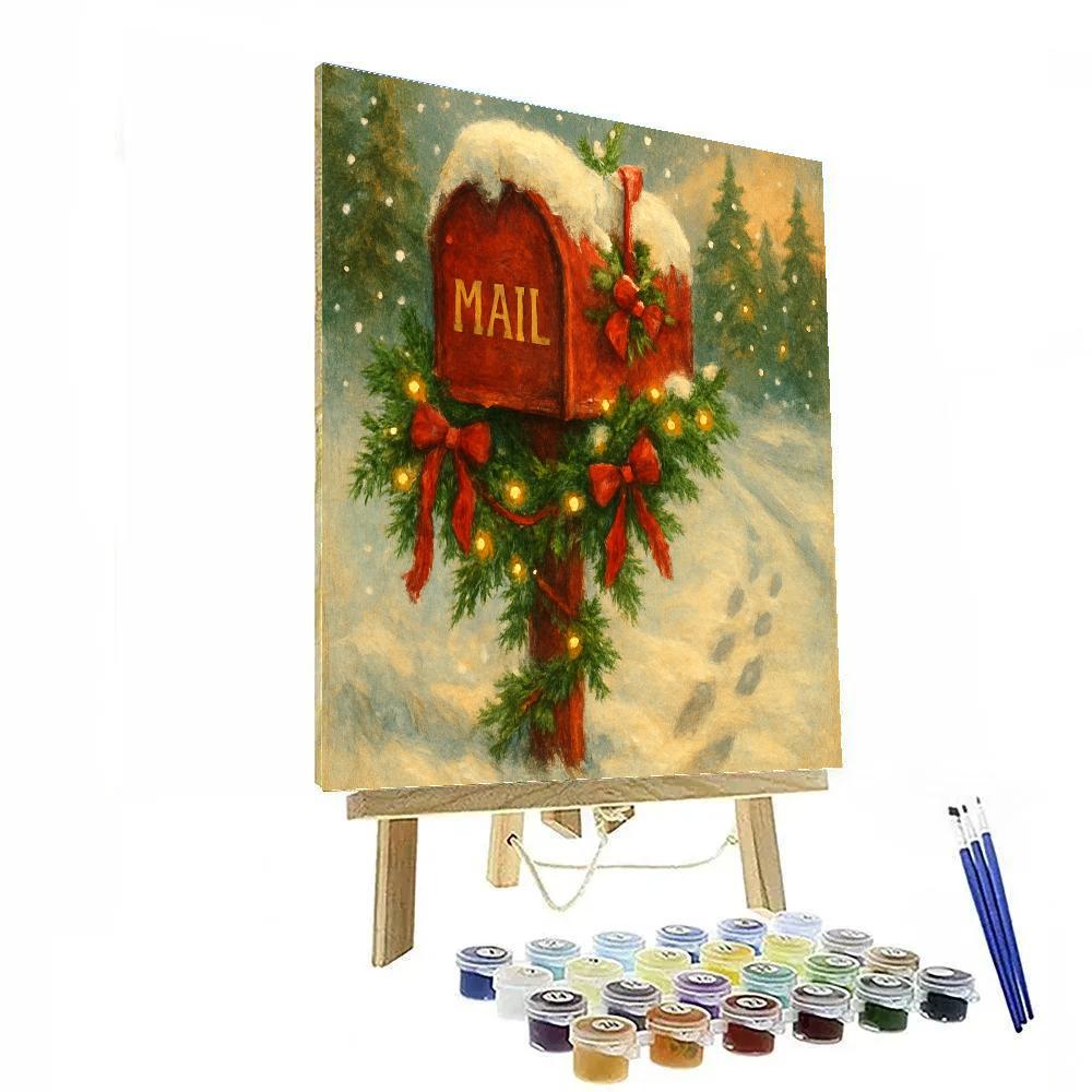 Holiday Mailbox With Snow And Garland paint by number