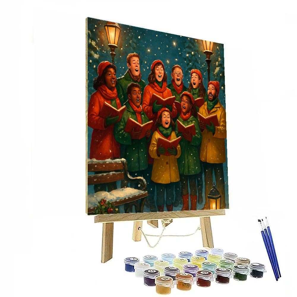Christmas Choir Singing In Snowy Park Number painting
