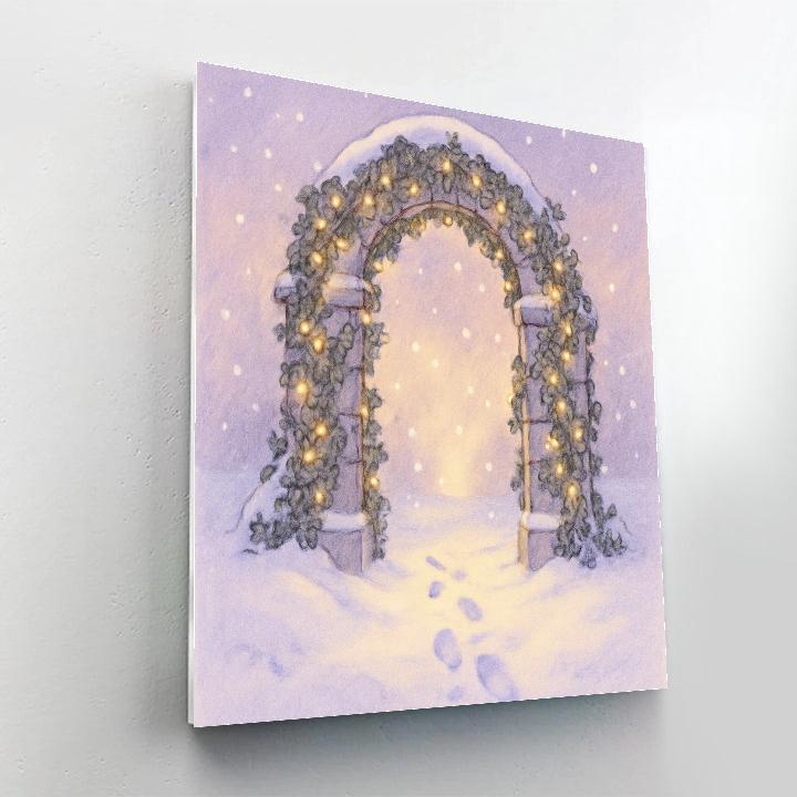Snow-Covered Archway With Twinkling Lights Numbered painting kits