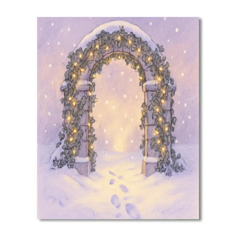Snow-Covered Archway With Twinkling Lights Numbered painting kits