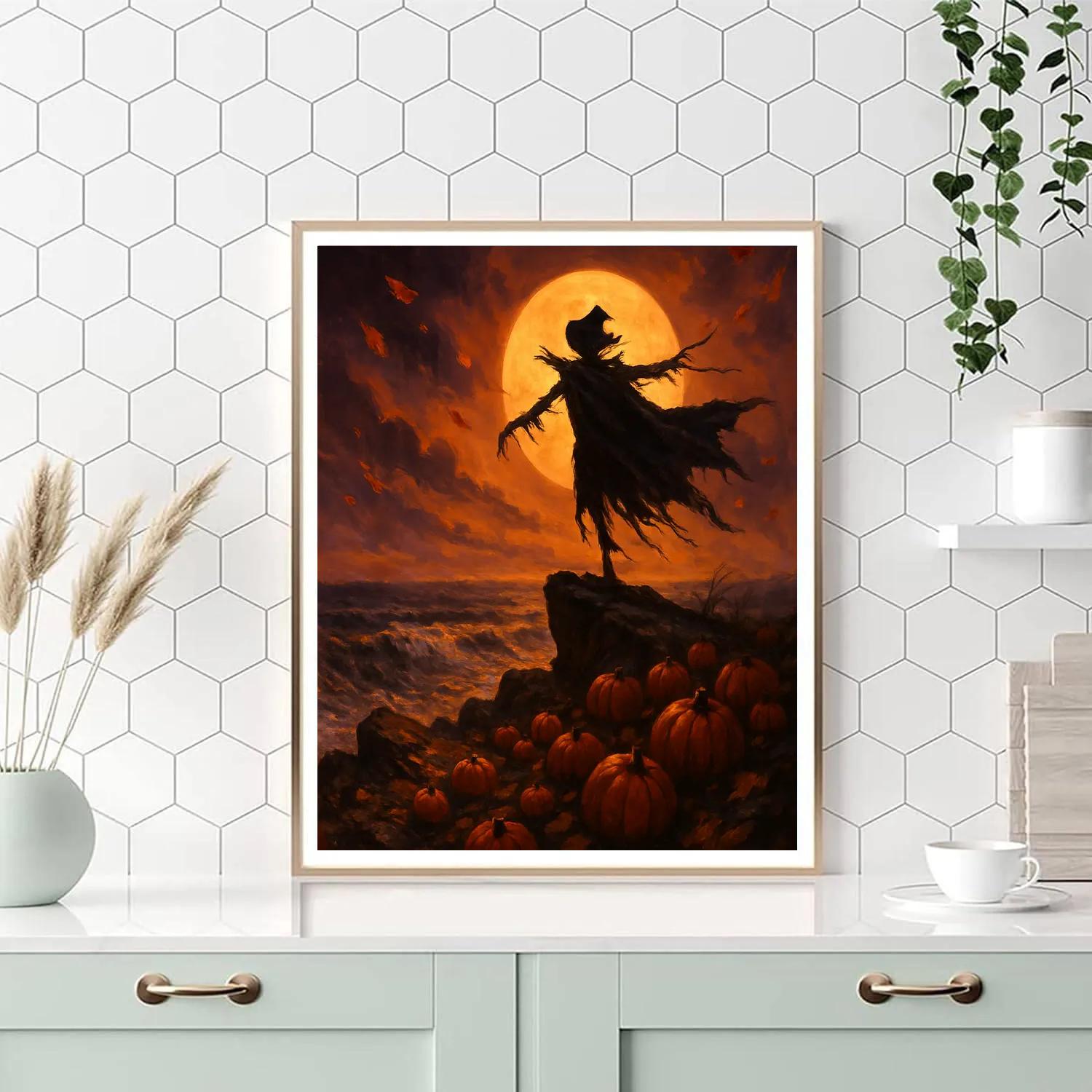 Moonlit Scarecrow Promontory Paint by numbers art
