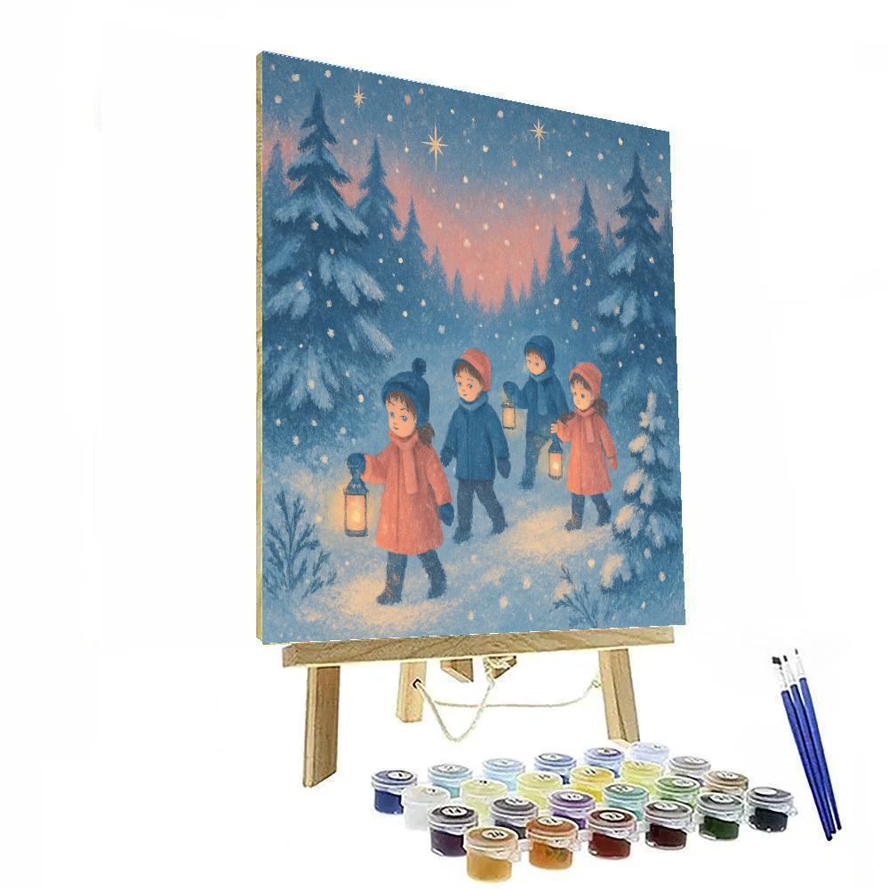 Children’s Lantern Walk Through Winter Woods Numbered painting kits