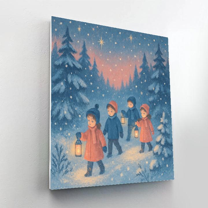 Children’s Lantern Walk Through Winter Woods Numbered painting kits