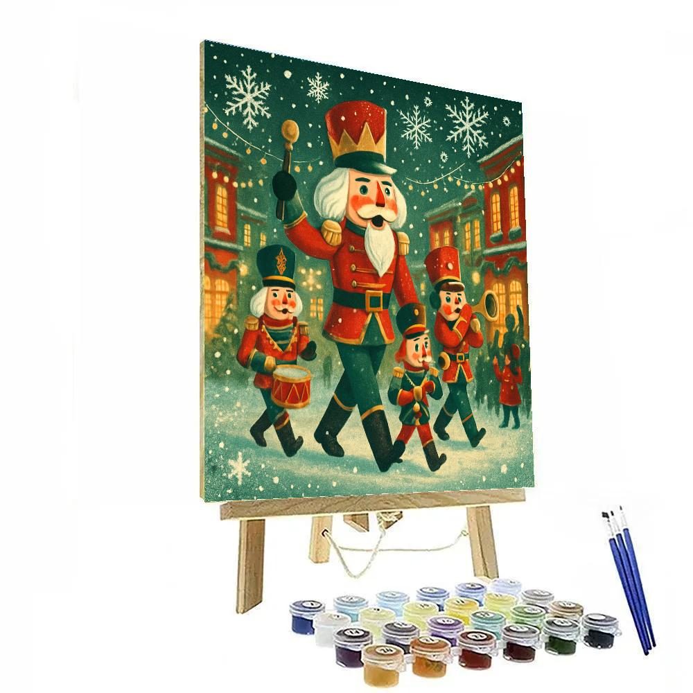 Nutcracker Parade With Glittering Snowfall Paint by numbers kits