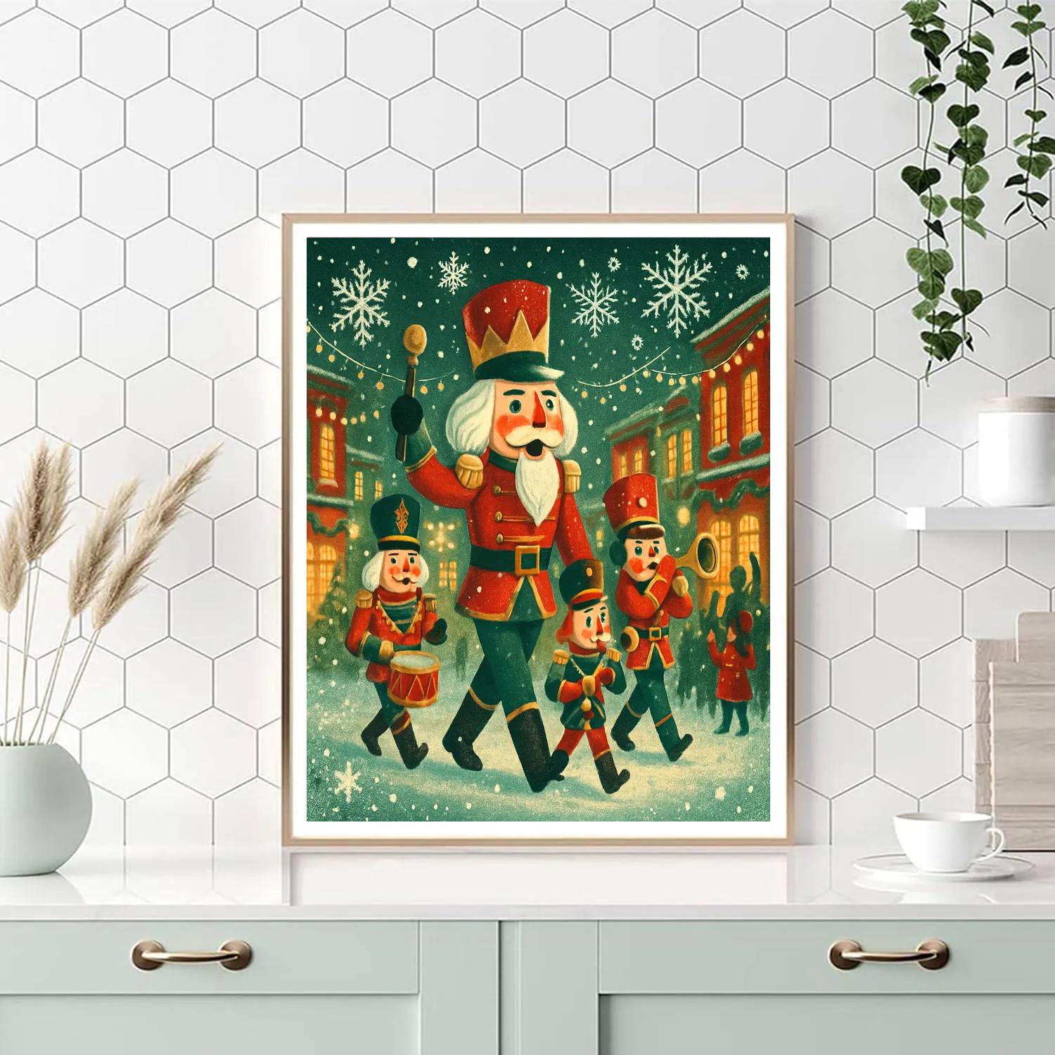 Nutcracker Parade With Glittering Snowfall Paint by numbers kits