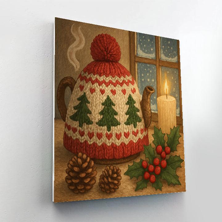 Winter Tea Cozy With Holiday Knits paint by numbers