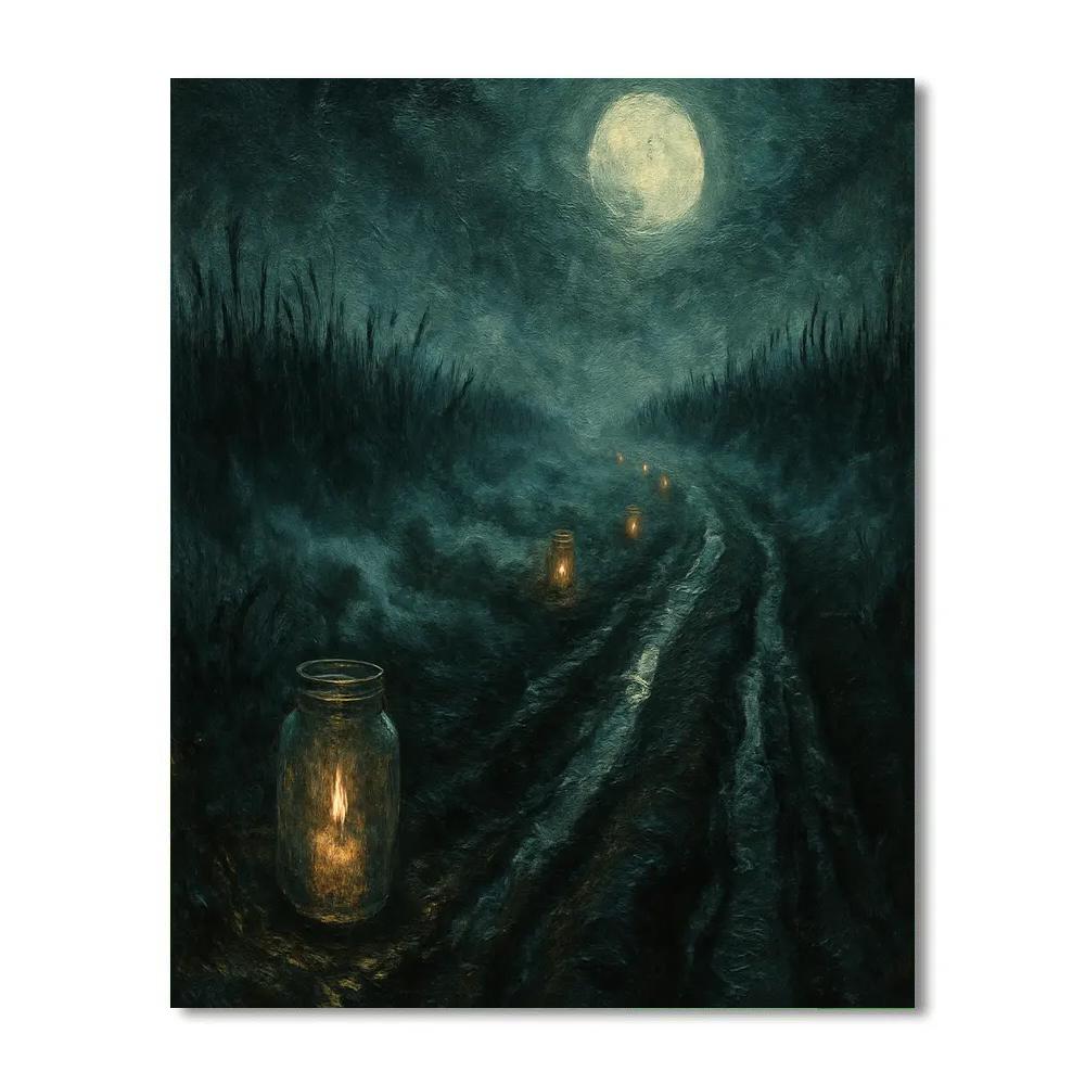 The Candlelit Bog Road paint by number