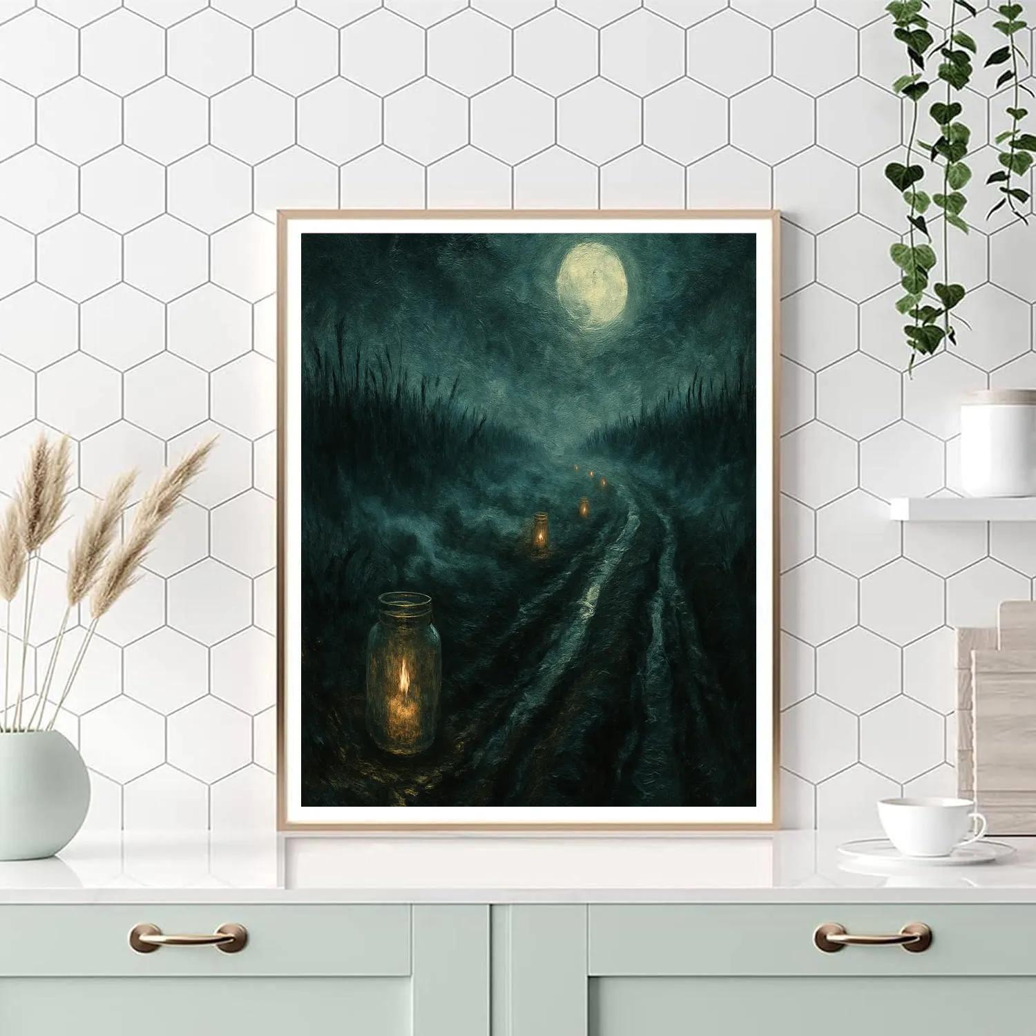 The Candlelit Bog Road paint by number