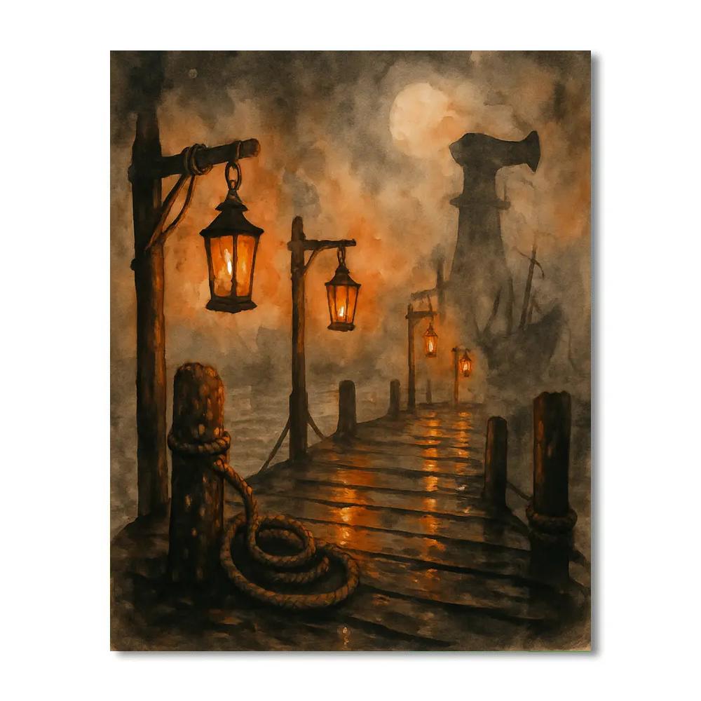 The Lanterns Of Old Wharf paint by number