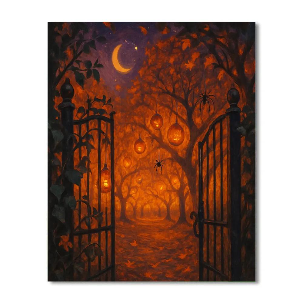 Lanterns Of The Hollow Orchard Gate Painting by numbers kit
