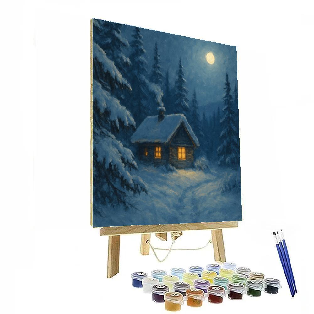 Moonlit Cabin In Quiet Pines DIY paint by numbers