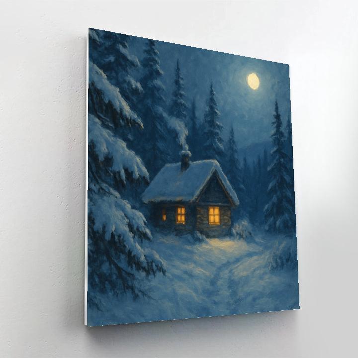 Moonlit Cabin In Quiet Pines DIY paint by numbers
