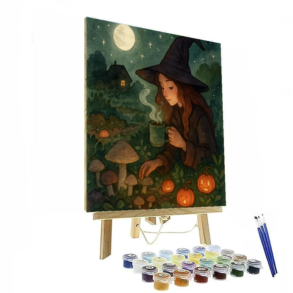 Cozy Witchs Garden Evening painting number kit