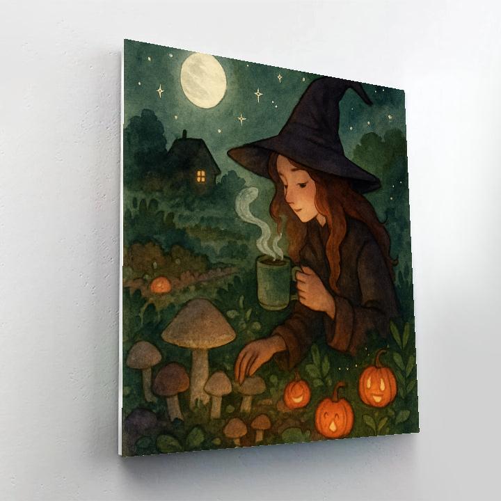 Cozy Witchs Garden Evening painting number kit