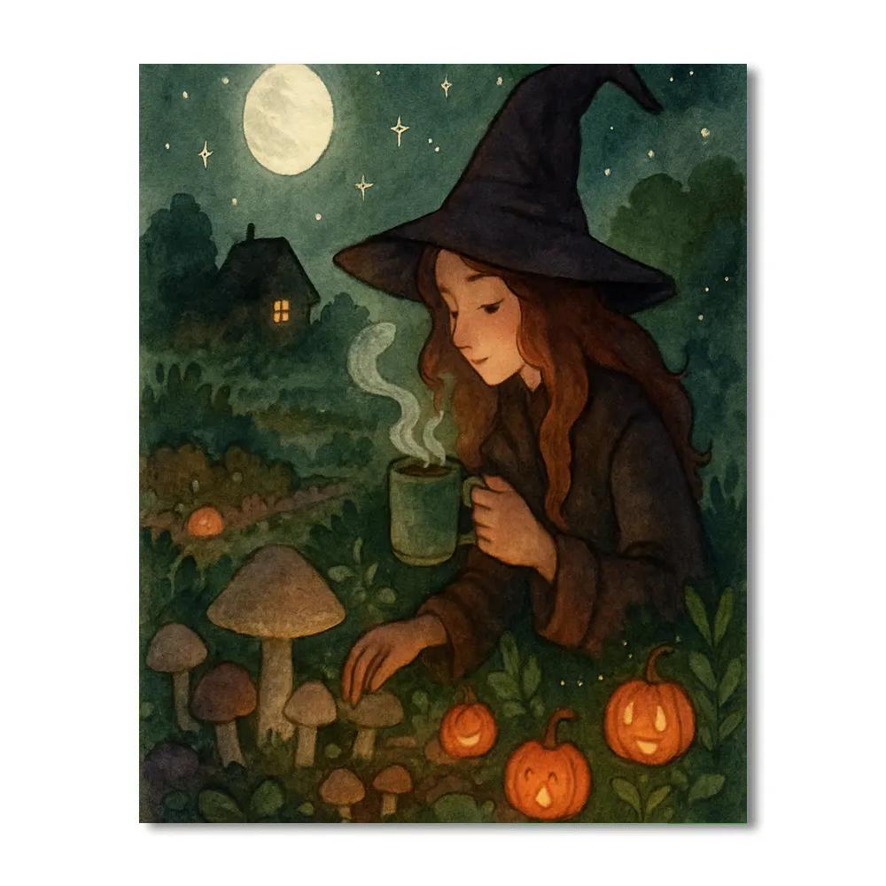 Cozy Witchs Garden Evening painting number kit