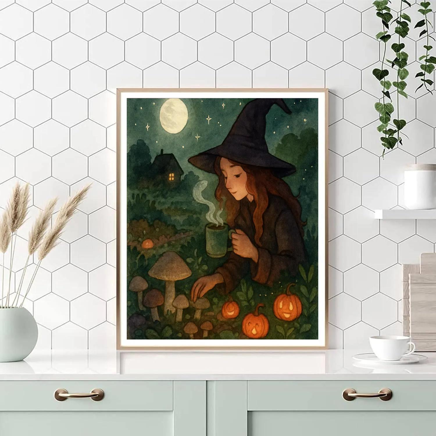 Cozy Witchs Garden Evening painting number kit