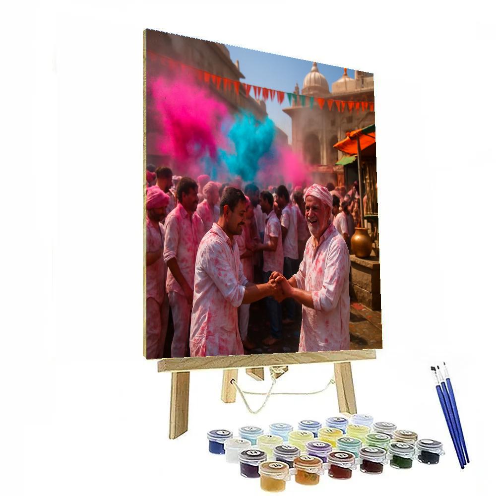 Vibrant Holi Celebration In Mathura paint by color