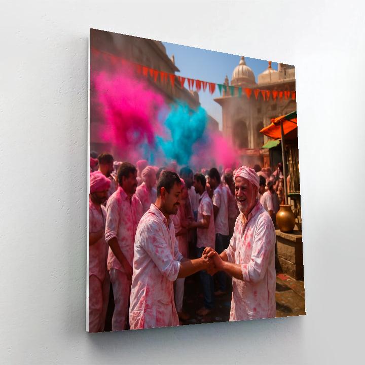 Vibrant Holi Celebration In Mathura paint by color