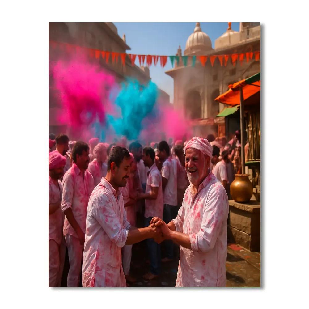 Vibrant Holi Celebration In Mathura paint by color