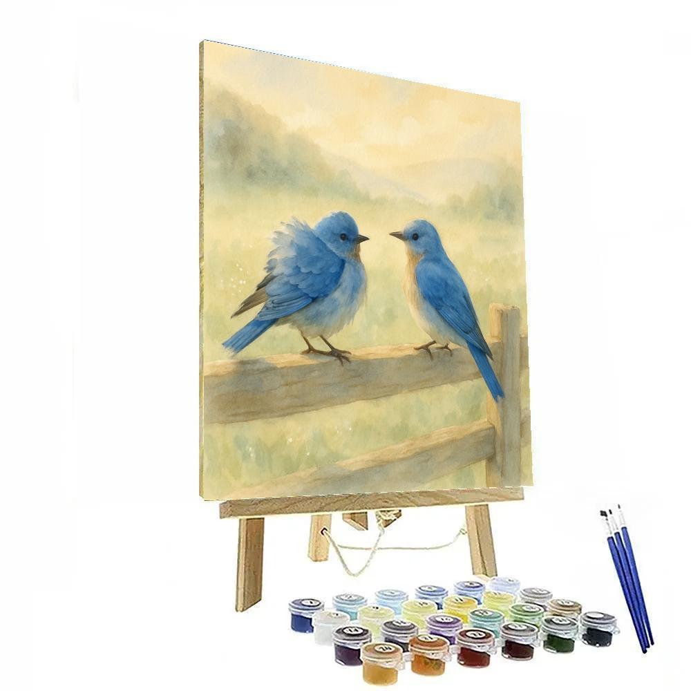 Bluebird Morning On Weathered Fence Painting by numbers kit