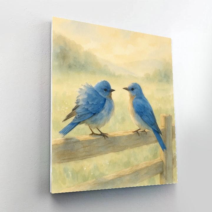 Bluebird Morning On Weathered Fence Painting by numbers kit