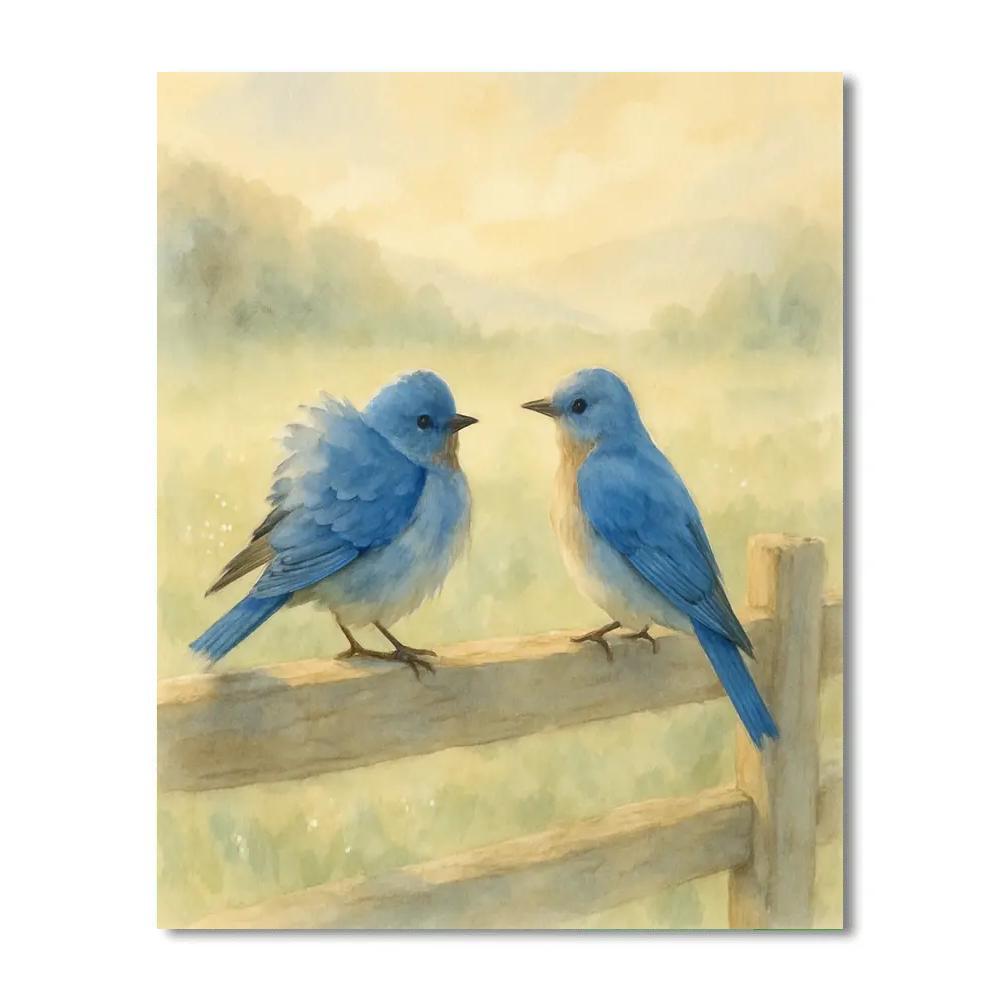 Bluebird Morning On Weathered Fence Painting by numbers kit