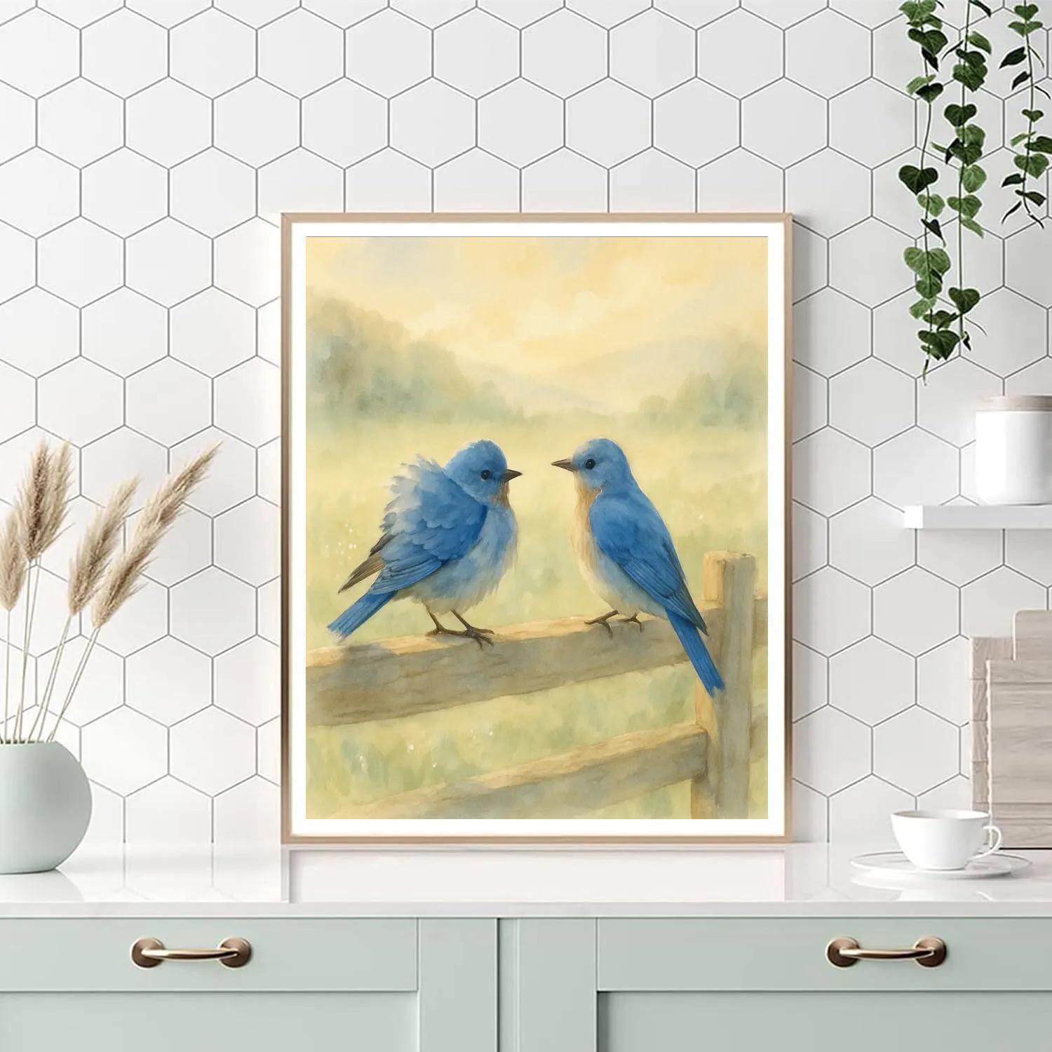 Bluebird Morning On Weathered Fence Painting by numbers kit