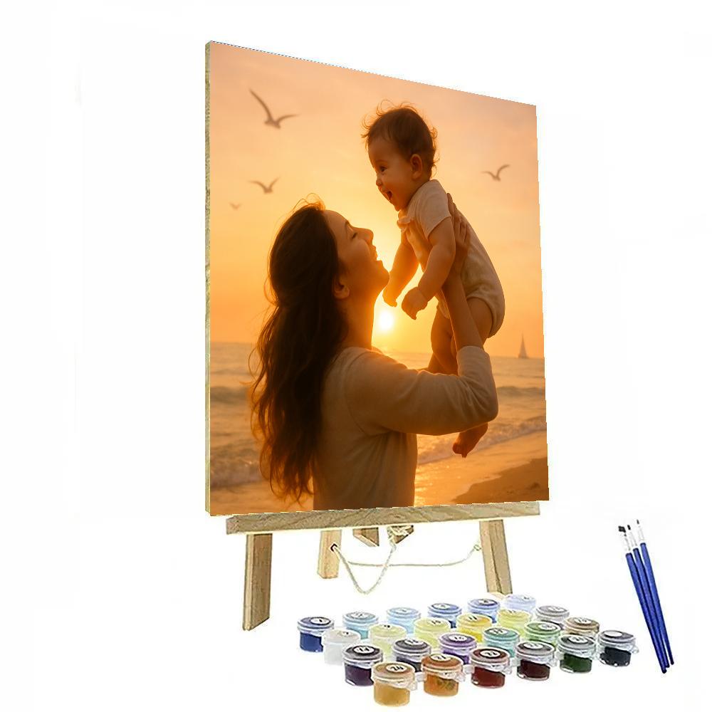 Golden Sunrise Mother And Child painting number kit