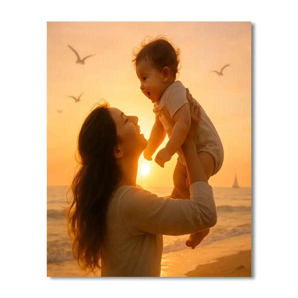 Golden Sunrise Mother And Child painting number kit