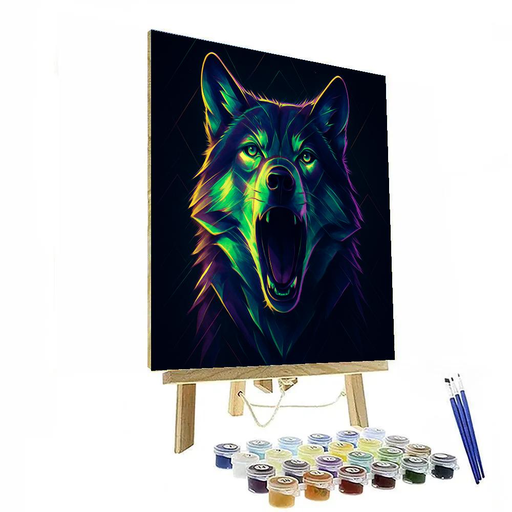 Neon Wolf Howl Numbered painting kits