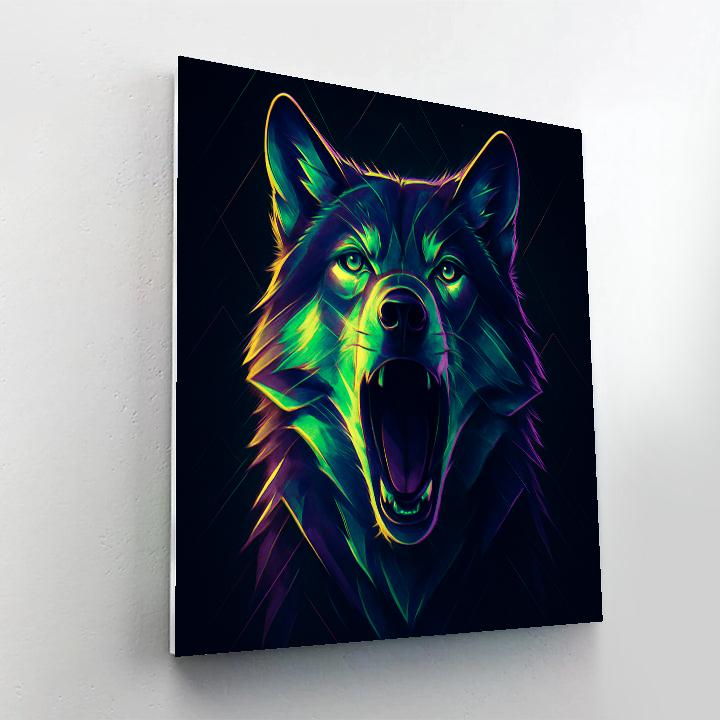 Neon Wolf Howl Numbered painting kits