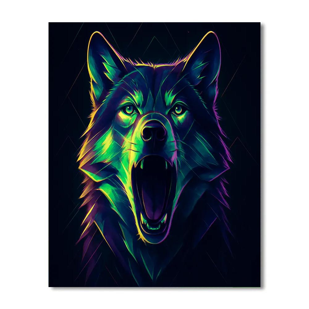 Neon Wolf Howl Numbered painting kits